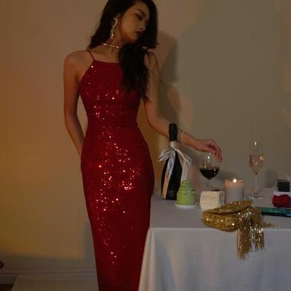 Halter Formal Dresses, Red Sparkly Formal Dresses,..