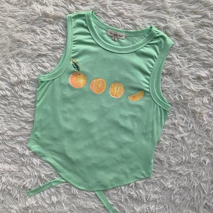 Ins Summer Fruit Print Vest, Sexy Girl Short Top,..
