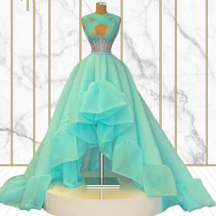 Turquoise Blue Prom Dress, Tulle Prom Dresses,..