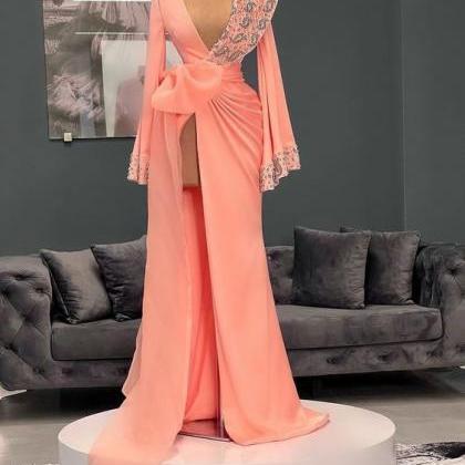 Deep V Neck Prom Dress, Dubai Fashion Dress,..