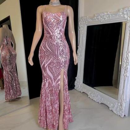 Pink Prom Dresses, Sparkly Prom Dresses, Sequin..