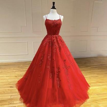 Red Lace Prom Dresses, Custom Make Prom Dress,..