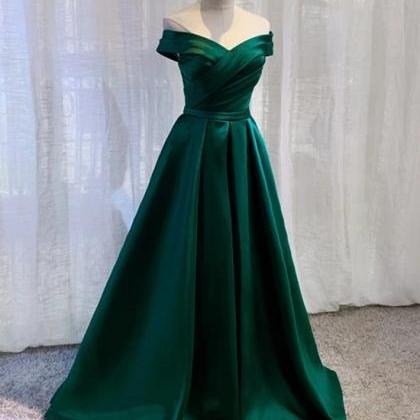 Vintage Prom Dresses, Green Prom Dresses, Simple..