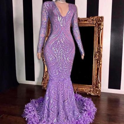 Mermaid Prom Dresses, Purple Prom Dresses, Custom..