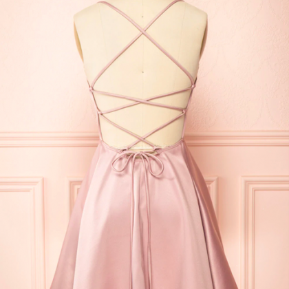 Short Prom Dresses, Pink Prom Dresses, Satin..