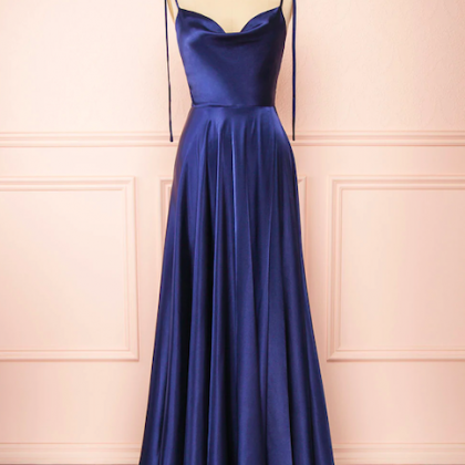 Simple Prom Dresses, Navy Blue Prom Dresses, Prom..