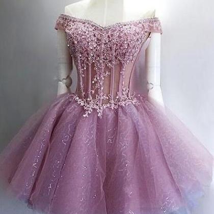 Rose Pink Prom Dresses, Homecoming Dresses Short,..