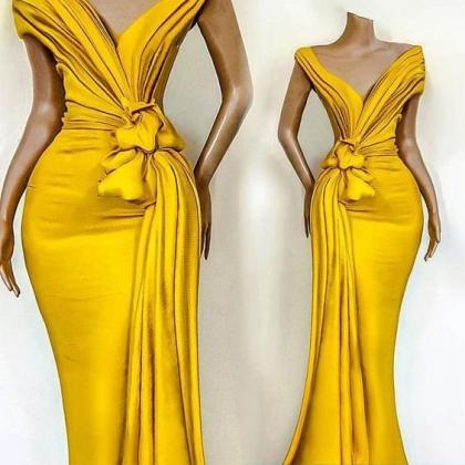 Yellow Evening Dresses, Robe De Soiree Femme,..