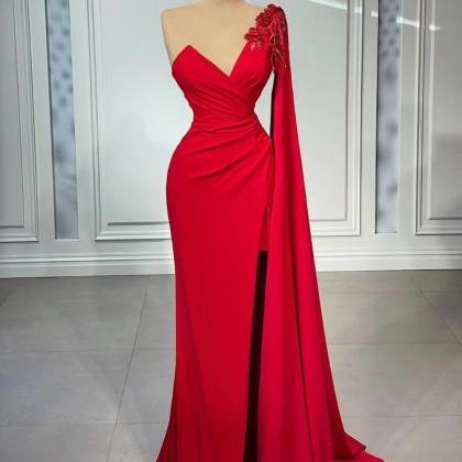 Red Evening Dress, Simple Prom Dresses,..