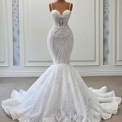 Robe De Mariage, Mermaid Wedding Dresses, White..