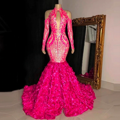custom make prom dresses, hot pink ..