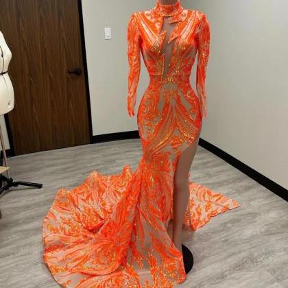 Vestidos De Fiesta, Orange Evening Dresses, Sexy..