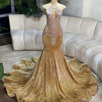 gold sparkly evening dress, crystal..