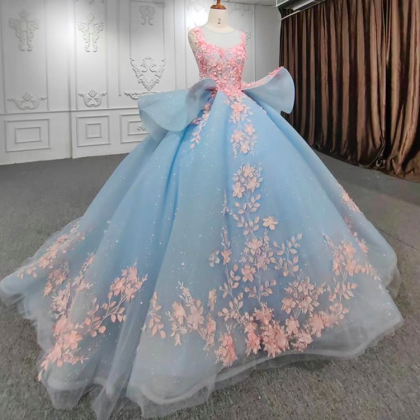Blue Prom Dresses, Sweet 16 Dresses, Floral Prom..