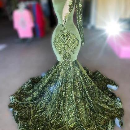 Robe De Soiree Femme, Mermaid Prom Dresses, Olive..