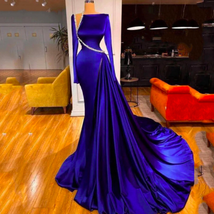 Long Sleeve Prom Dress, Royal Blue Prom Dresses,..