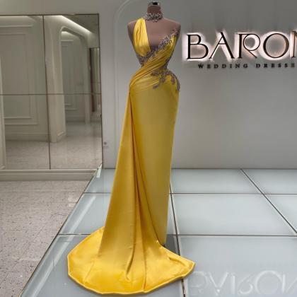 Yellow Evening Dresses, Abendkleider 2023, Lace..