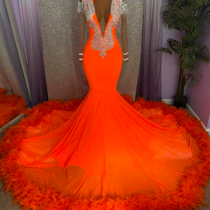 modest prom dresses, orange prom dr..