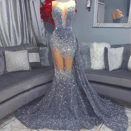 Crystals Prom Dresses, Sparkly Prom Dresses,..