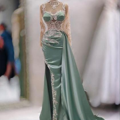 Dubai Fashion Prom Dresses, Lace Applique Prom..