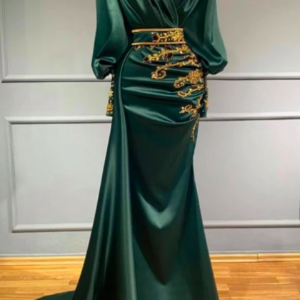 Green Prom Dresses, Vestidos De Noche, Custom Make..