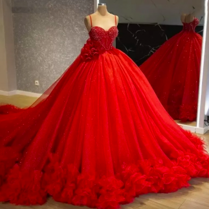 Sweet 16 Dresses, Red Prom Dresses, Tulle Prom..