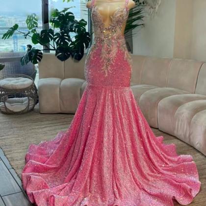 Pink Sparkly Prom Dresses, Elegant Prom Dresses,..