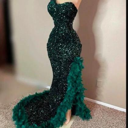 Feather Prom Dresses, Olive Green Prom Dresses,..