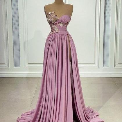 A Line Prom Dresses, Lace Applique Prom Dresses..