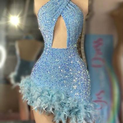 Blue Prom Dresses, Glitter Fashion Party Dresses,..