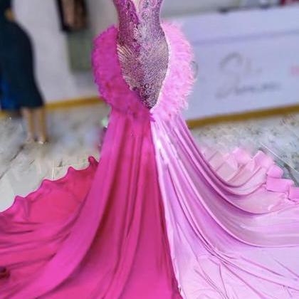 Luxury Prom Dresses, Two Tones Prom Dresses, Pink..