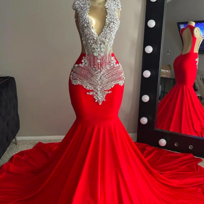 Rhinestones Prom Dresses, Red Prom Dresses,..