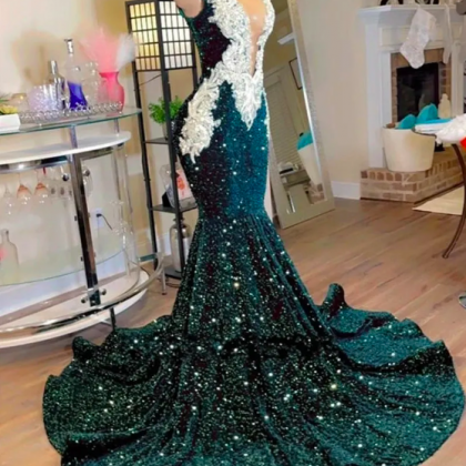 Custom Prom Dresses 2024, Emerald Green Prom..