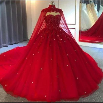 Red Prom Ball Gown, Robes De Bal, Princess Prom..