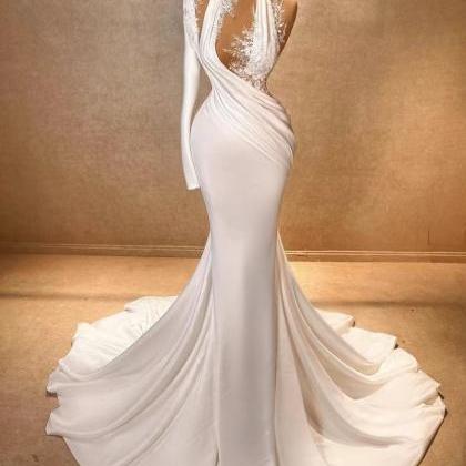 One Shoulder Wedding Dresses, Mermaid Wedding..