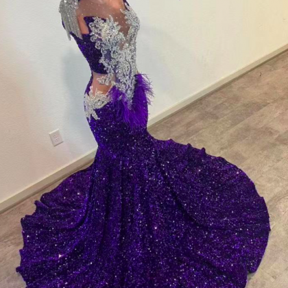 Purple Prom Dresses, Glitter Prom Dresses, Sparkly..