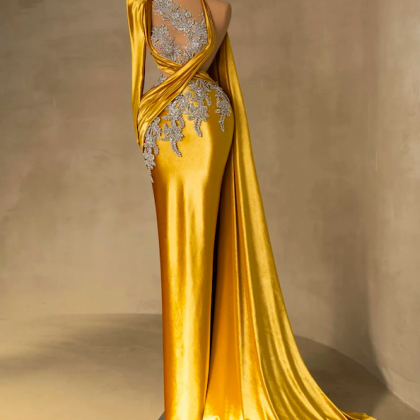 Dubai Fashion Prom Dresses, Beaded Lace Applique..