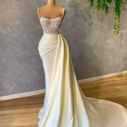 Spaghetti Strap Bridal Dresses, Off White Wedding..