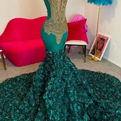Emerald Green Prom Dresses, Diamonds Prom Dresses,..