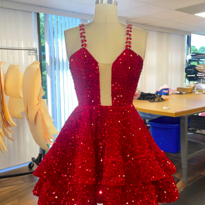 Red Prom Dresses Short, Sequin Prom Dresses,..
