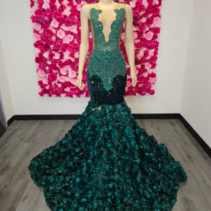 Emerald Green Prom Dresses, Luxury Prom Dresses,..