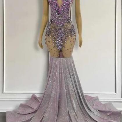 Sparkly Rhinestones Prom Dresses, Sexy Formal..