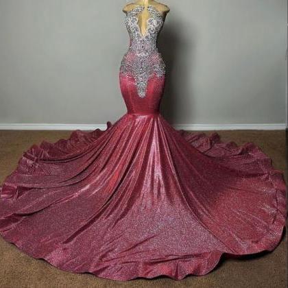 Luxury Diamonds Prom Dresses, Rose Pink Sparkly..