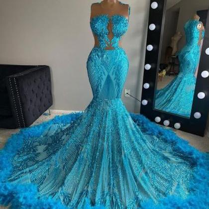 Blue Sparkly Prom Dresses, Luxury Prom Dresses,..