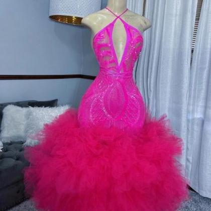 Halter Prom Dresses, Pink Prom Dresses, Robes De..