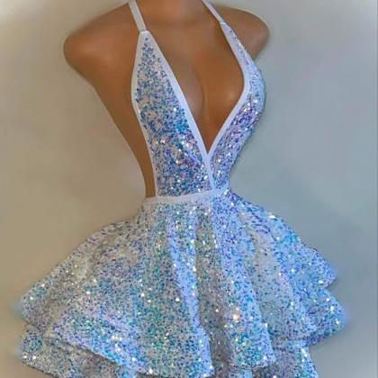 2024 Sparkly Prom Dresses Short, Glitter Sequin..