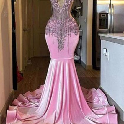 Pink Diamonds Prom Dresses, Mermaid Prom Dresses,..