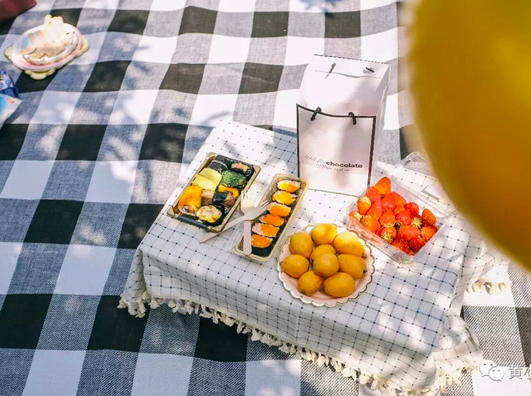59“*79“ Black White Plaid Pad Picnic Blanket High Class Portable Outdoor Large Beach Mat Blanket with Leather Handle for Family Travel PICM6002