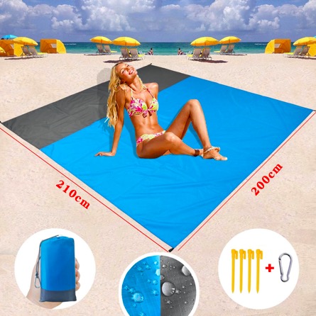 79”*83“ Waterproof Pocket Large Beach Blanket Folding Camping Mat Mattress Portable Lightweight Mat Outdoor Picnic Mat Sand Beach Mat BEM1001