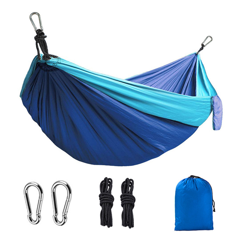 Double Hammock Camping Heavy Duty, Lightweight Nylon Parachute Hammock for Outdoor, Backpacking, Travel, Hiking, Beach, Backyard w/ Tree Straps